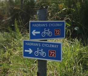 Hadrian's Wall Cyclepath signs. This has used parts of the Cumbria Cycleway