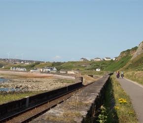 Railway path out of Whitehaven. This passes several old pits of which there is no sign now