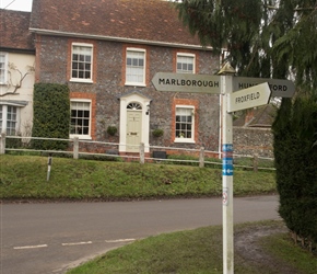Signpost pointing to Ramsbury, just after you crossed the River Avon